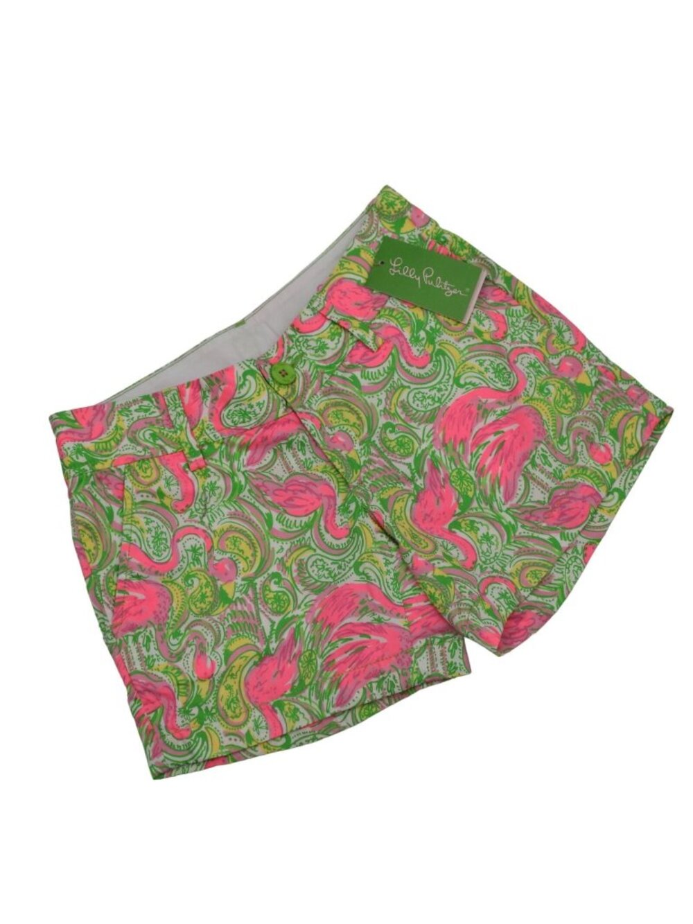 Lilly Pulitzer Callahan Shorts Size 00 Resort White Hot Wings Flamingo Preppy